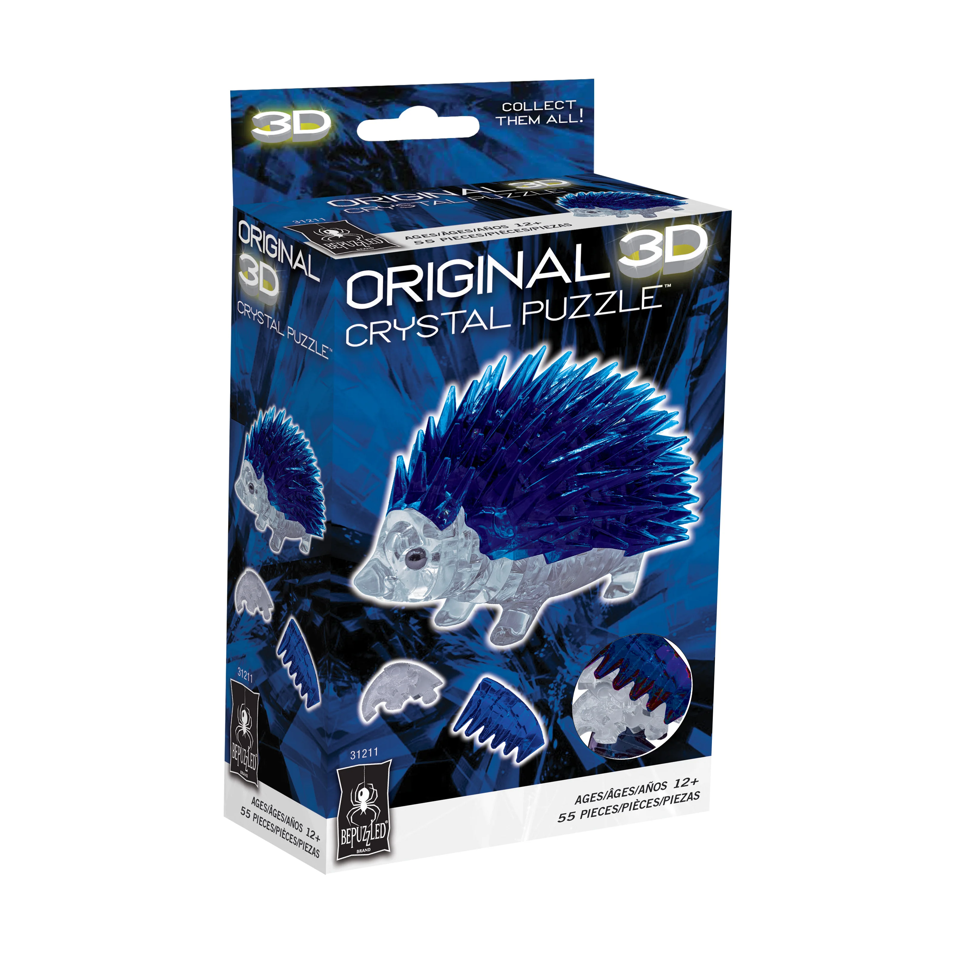 Blue Hedgehog 3D Crystal Puzzle - 55 Interlocking Pieces - Image 2