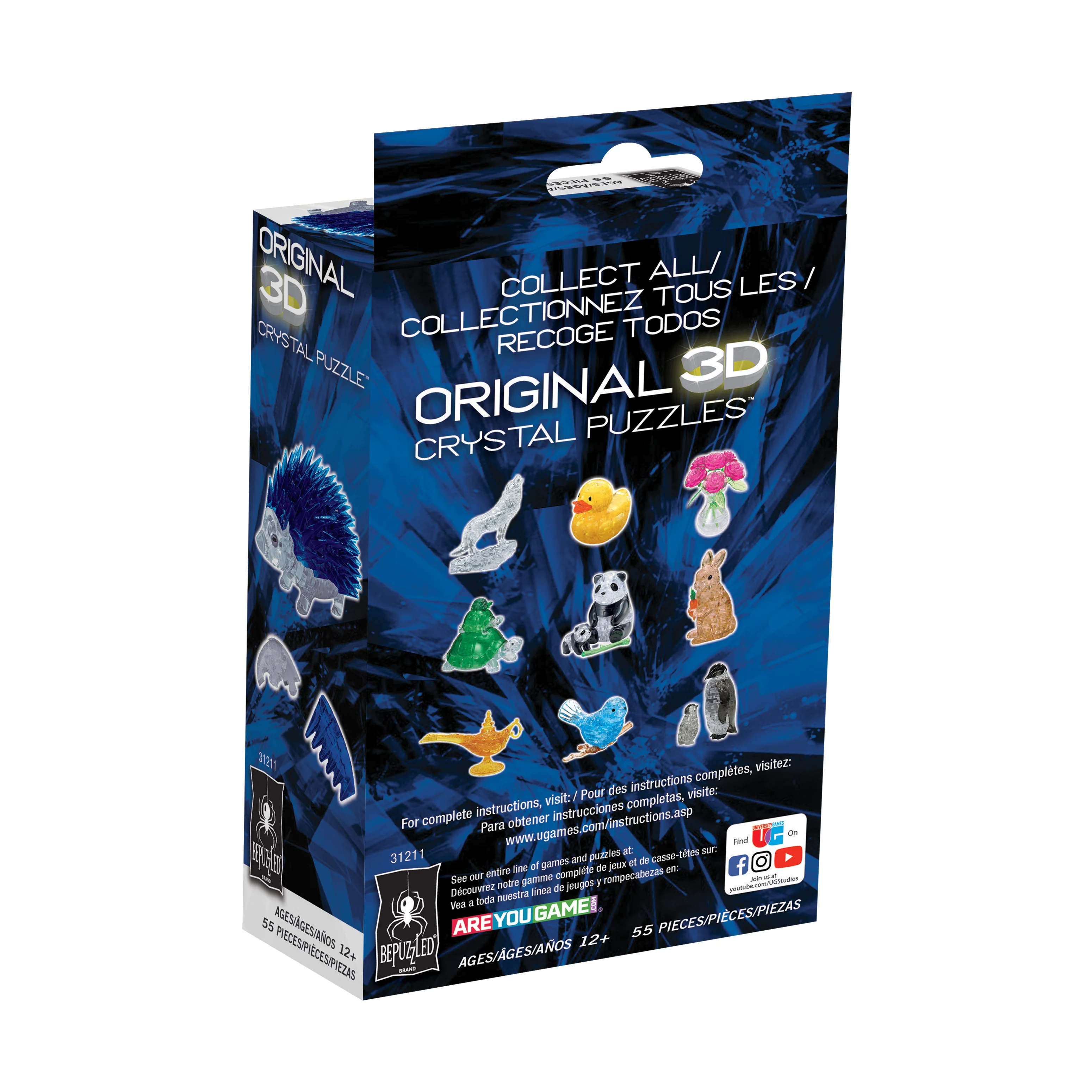 Blue Hedgehog 3D Crystal Puzzle - 55 Interlocking Pieces - Image 3