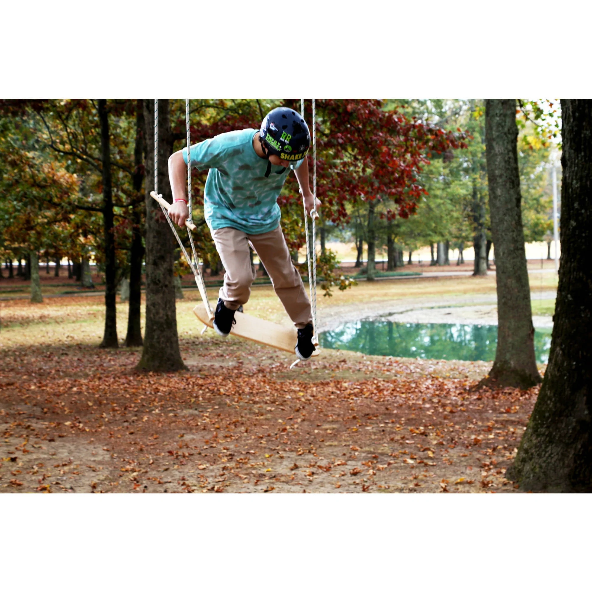 Adventure Parks Air Surfer Shark Bite Wooden Swing with Adjustable Handles - Image 2