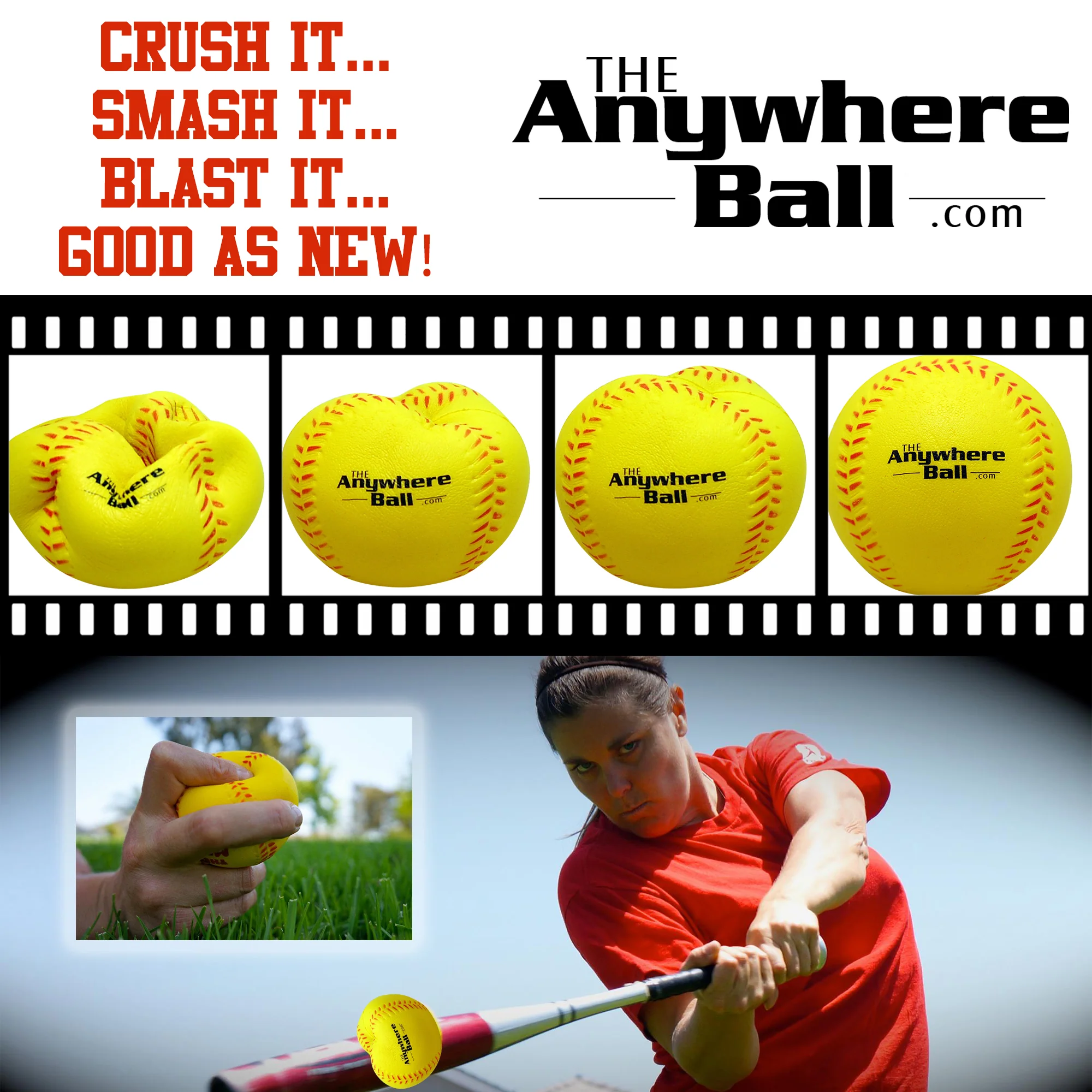 Anywhere Sports: The Anywhere Ball Squishy Foam Training Set - 6-Pack, 3" Yellow Balls for Baseball & Softball, Waterproof, Kids 3+ - Image 3
