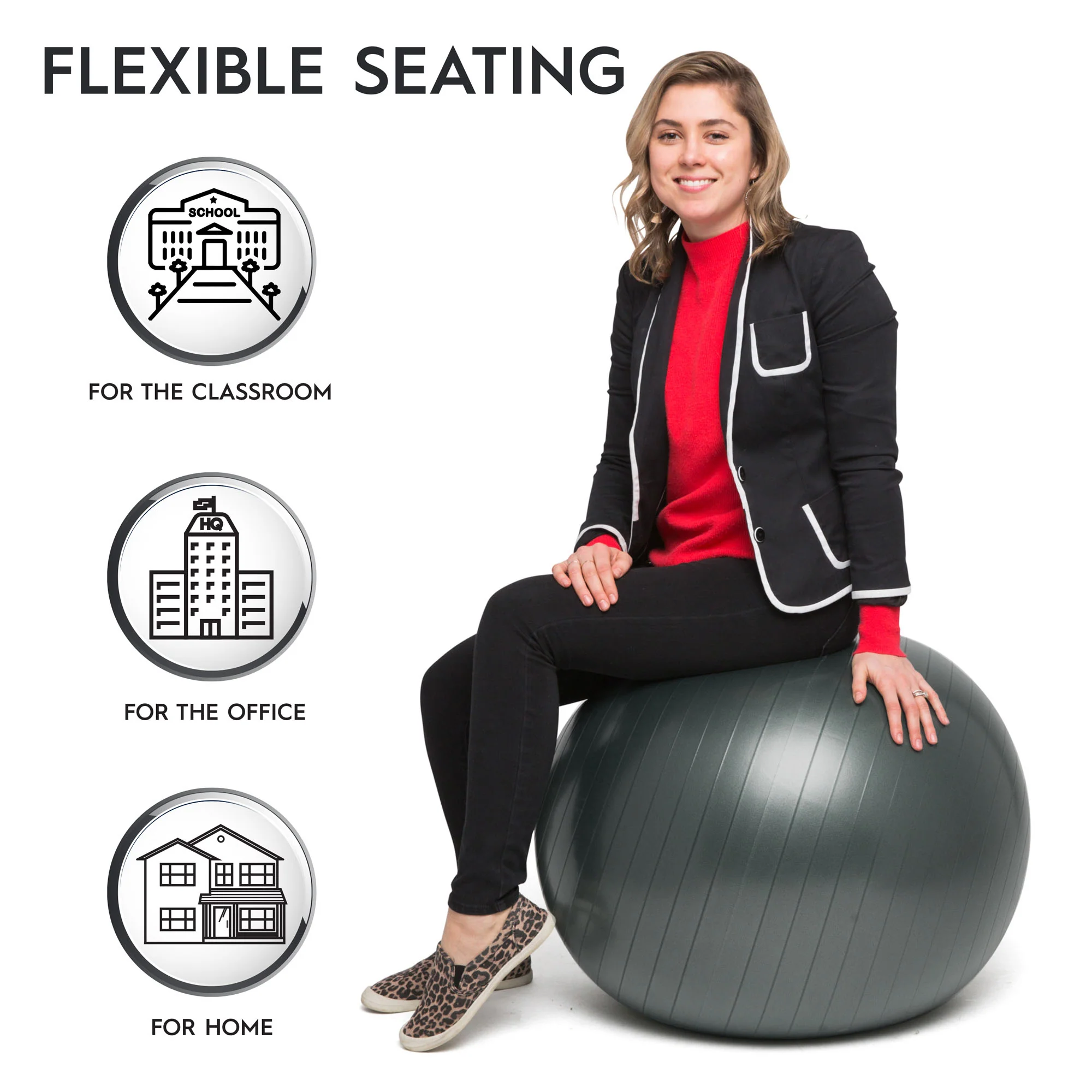 Bouncyband Balance Ball Chair, 65cm - Dynamic Dark Gray - Image 7