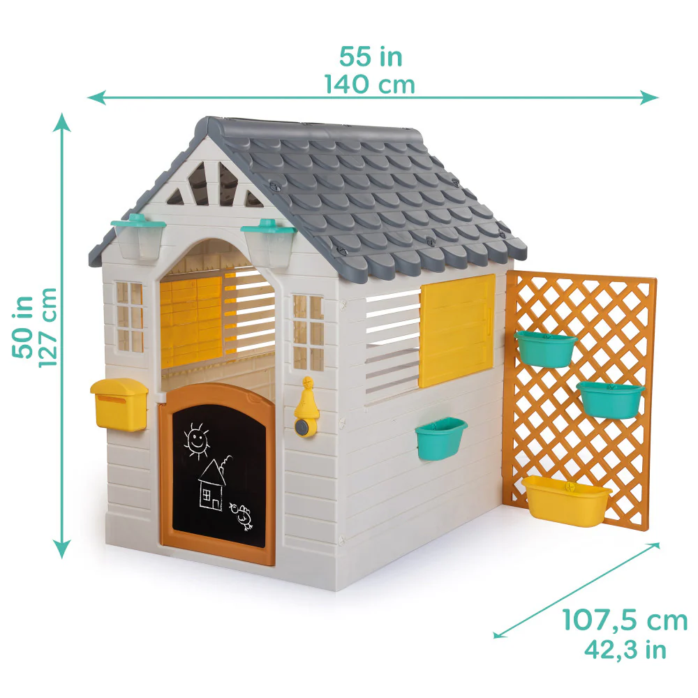 Dolu Garden Playhouse with Fence - Colorful Kids-Toddler Sanctuary - Image 3