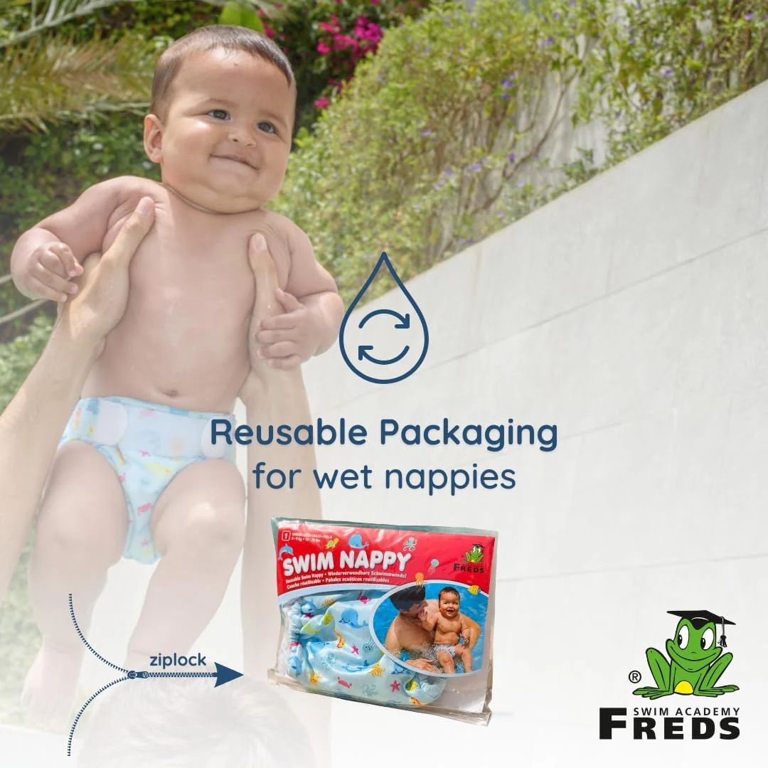 FREDS SWIM ACADEMY Blue Splash Swim Nappy for Babies and Toddlers - Image 4