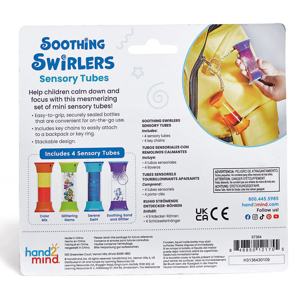 Hand2Mind Soothing Swirlers - Sensory Tube Keychain Set - Multi-Color - Image 7