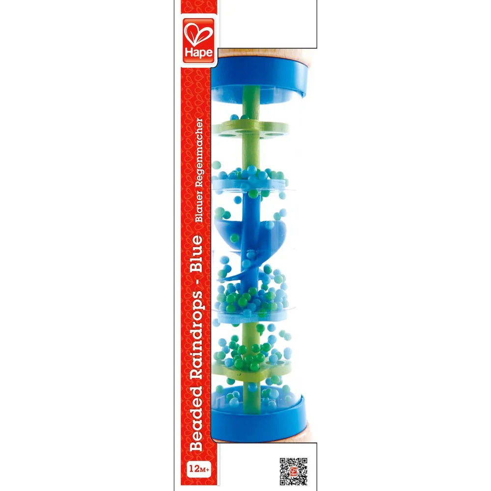 Hape Beaded Raindrops - Blue Wooden Soothing Sounds Toy - Image 2