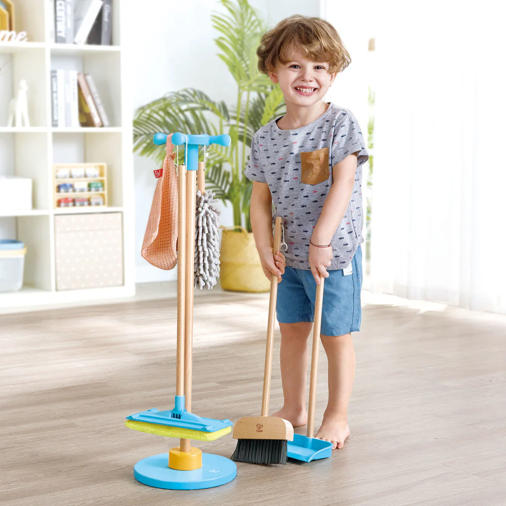 Hape 6pc Clean Up Broom Set - Yellow & Blue Playset - Image 5
