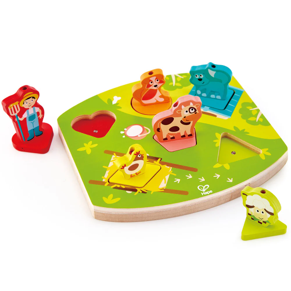 Hape Farmyard 7pc Wooden Sound Effect Puzzle