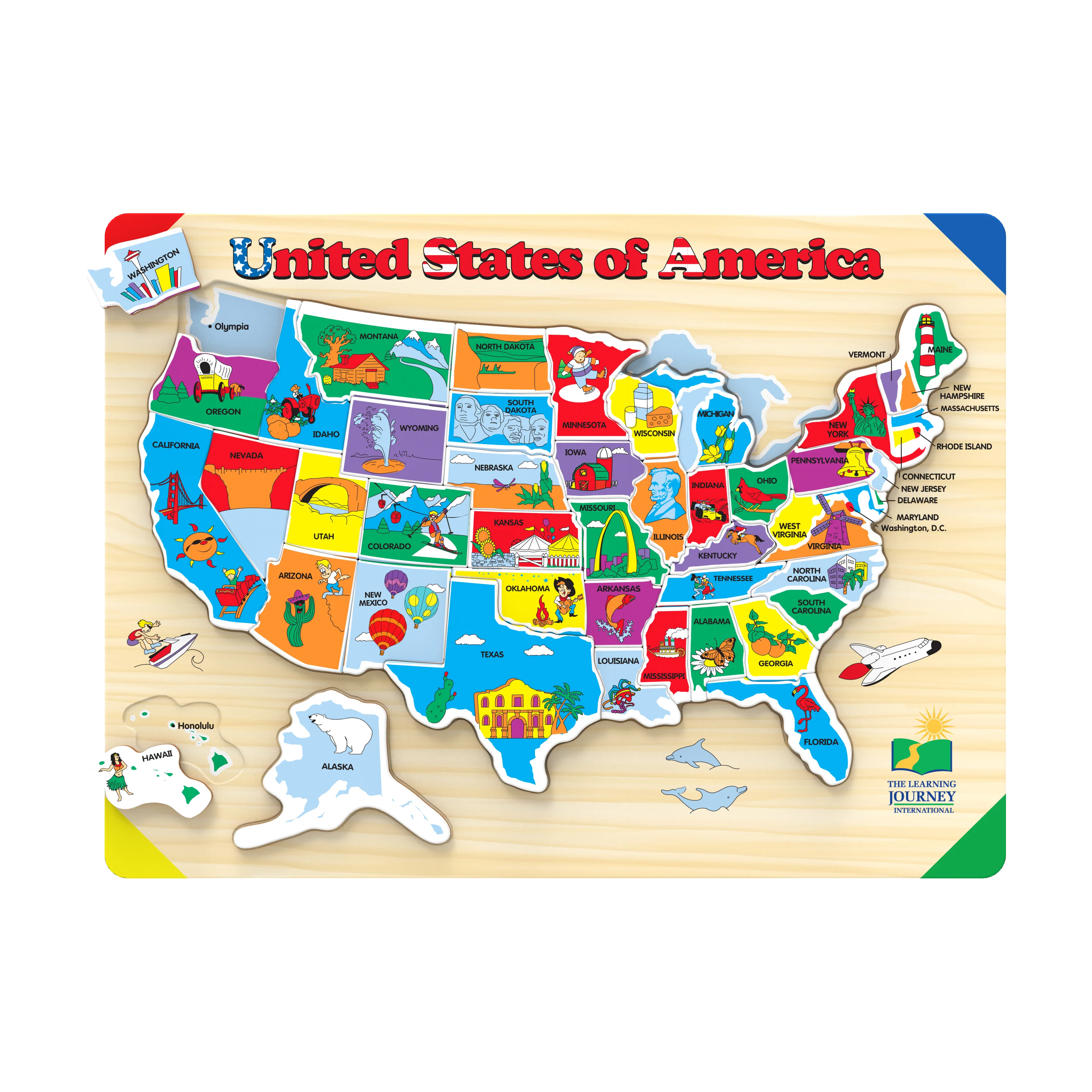 Lift & Learn USA Map Wooden Puzzle - 40 pc - Image 2