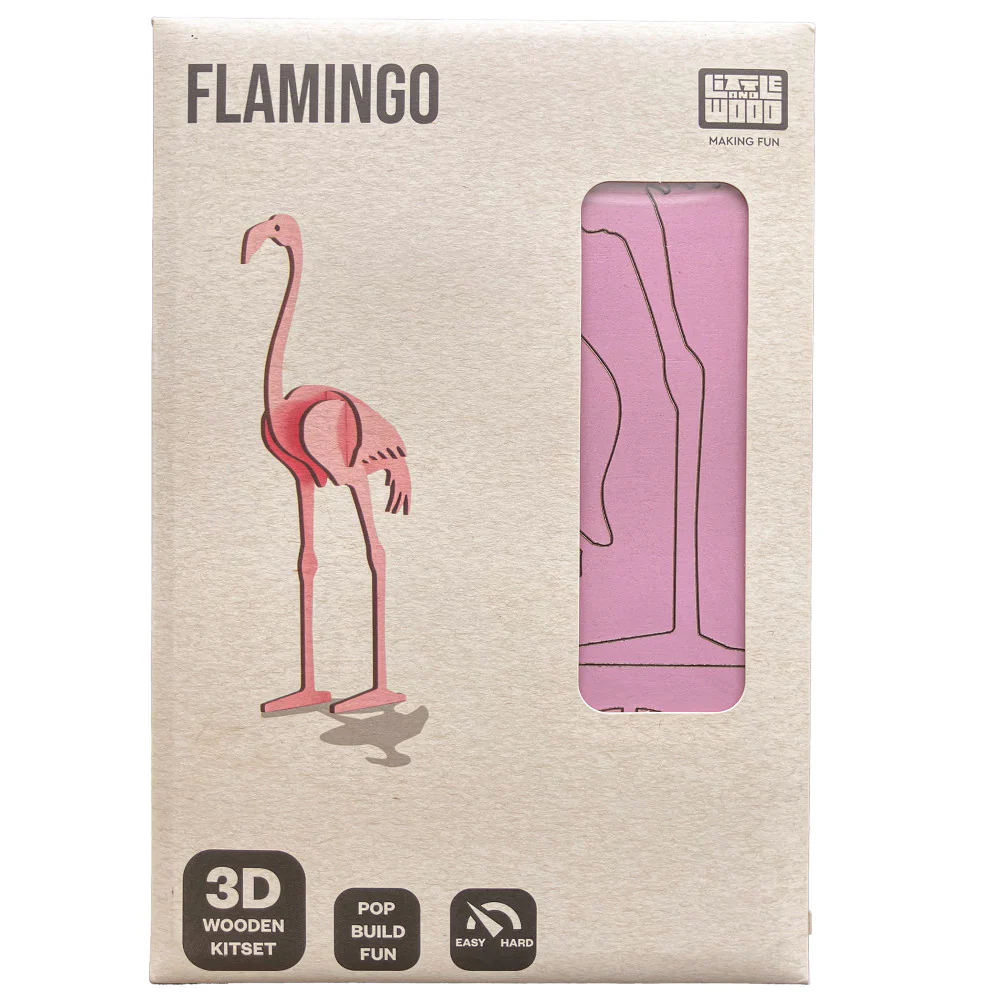 Little & Wood Flamingo Puzzle: 3D Pink Woodlet Kit - Image 3