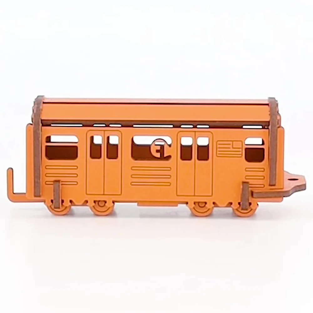 Little & Wood NYC Subway F Train: 3D Wooden Model Kit, Medium - Image 5