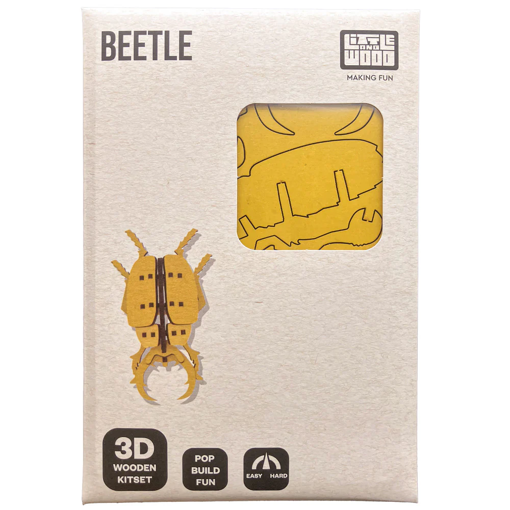 Little & Wood: Buzzing Beetle 3D Wooden Puzzle Kit - Yellow - Image 4