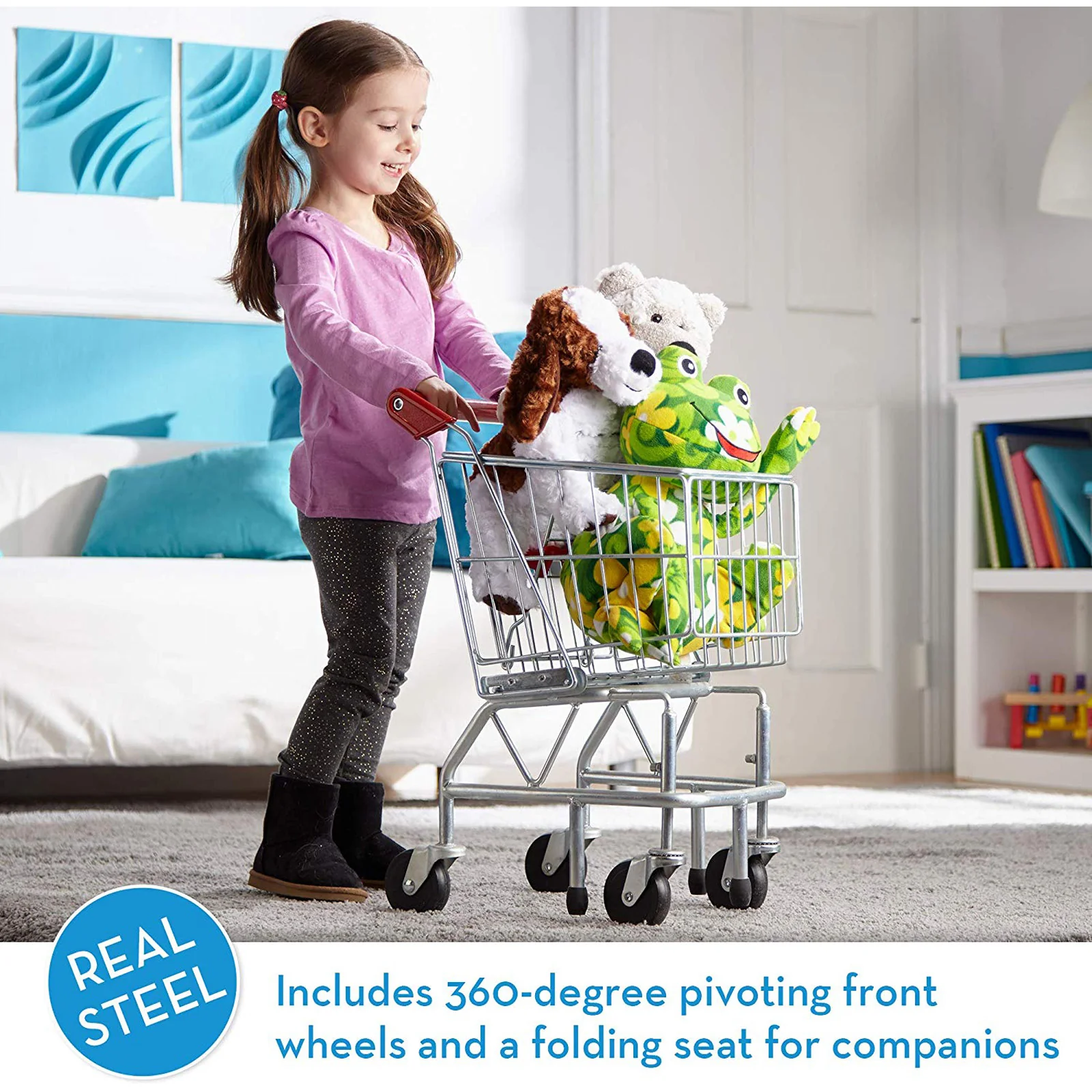 Melissa & Doug Deluxe Metal Shopping Cart Toy - Image 3
