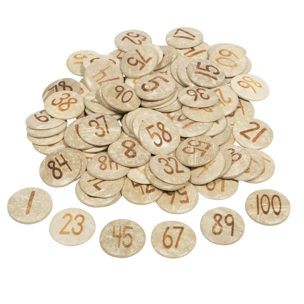 Ready2Learn Coconut Numbers Set - Natural Coconut Shells - 1-100 Counting Pieces - Image 2