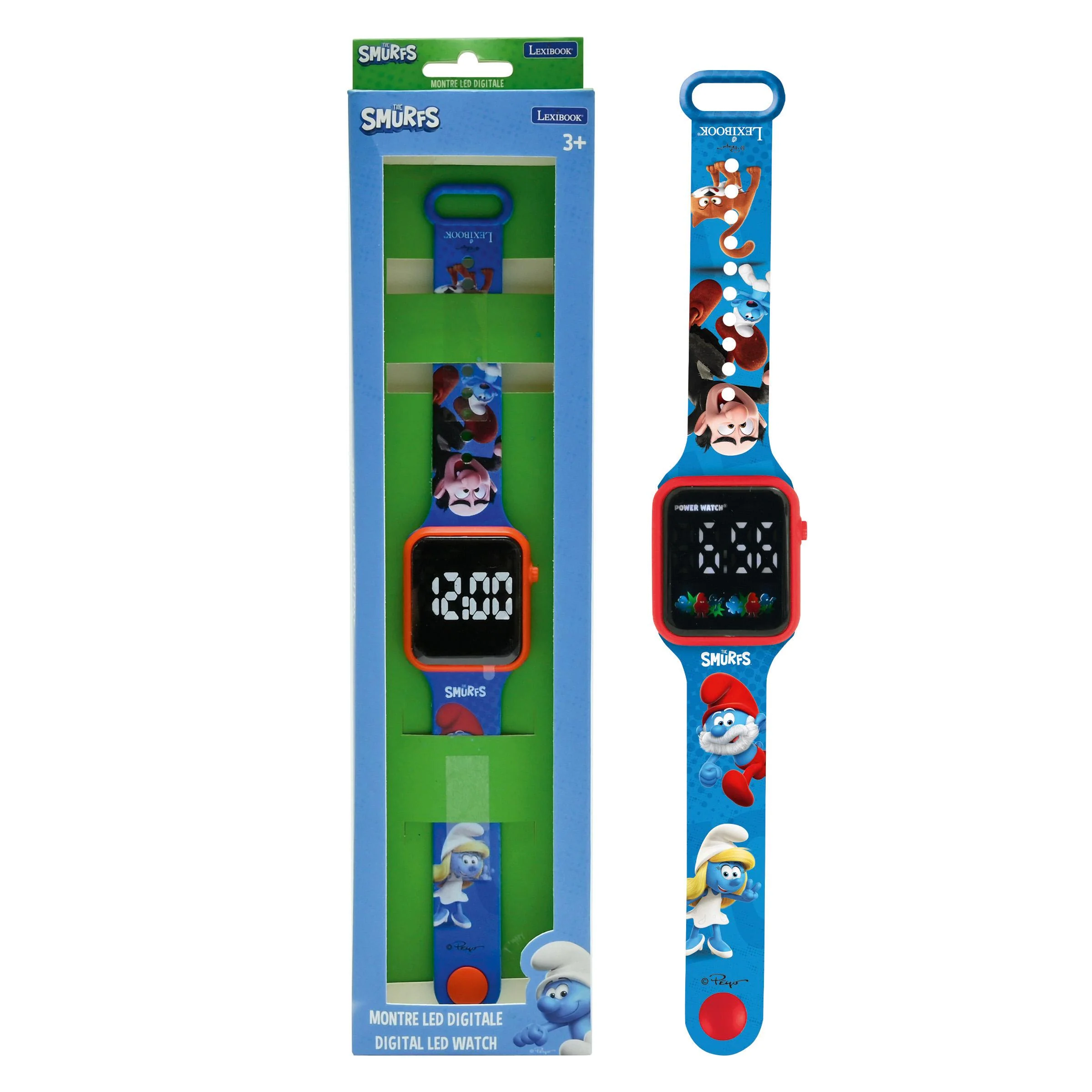 Smurfs Kids' LED Digital Watch - Blue Adjustable Strap - Image 3