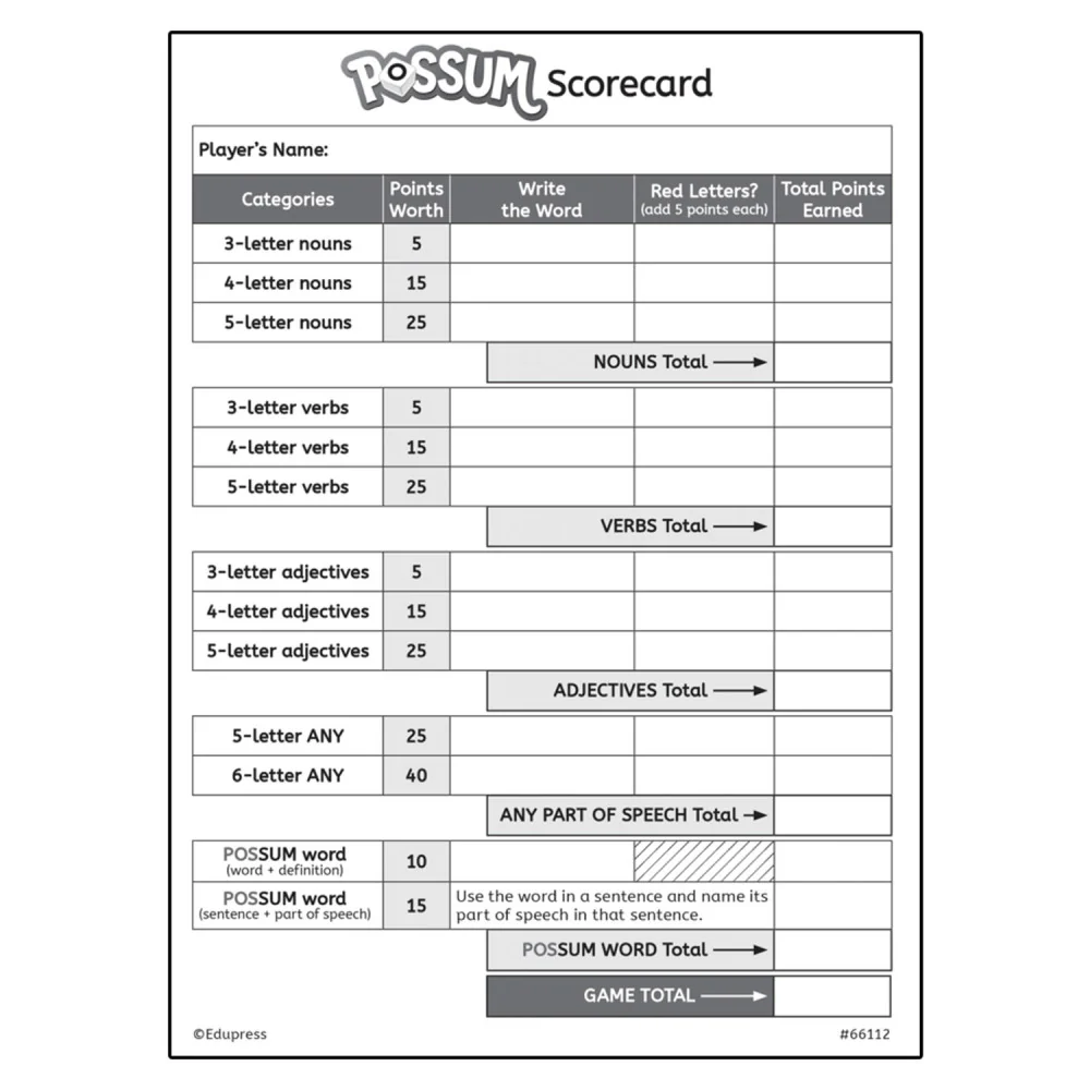 Teacher Created Resources POSSUM Letter Dice Game - Image 2