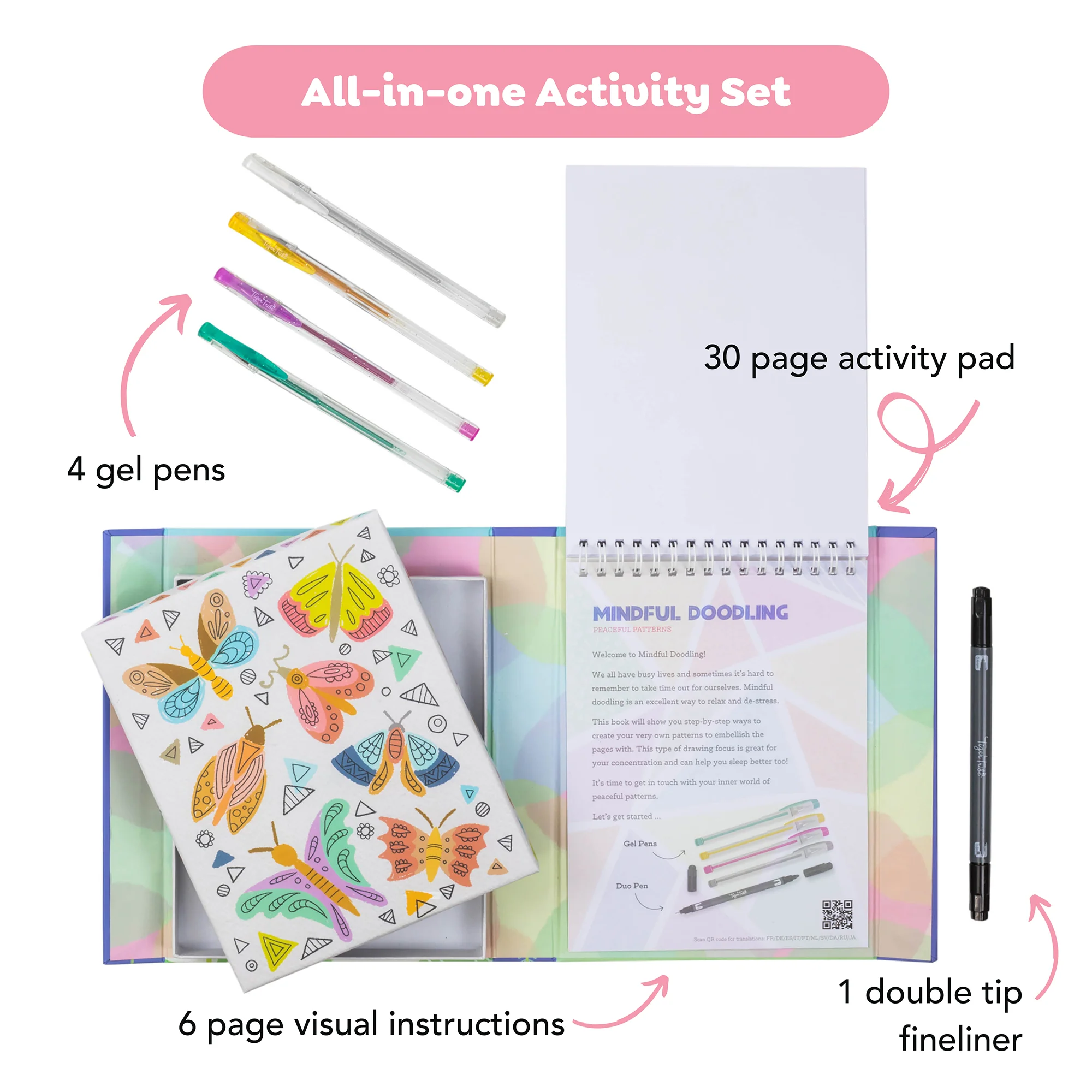 Tiger Tribe Mindful Doodling Peaceful Patterns Activity Kit with Gel Pens - Image 3