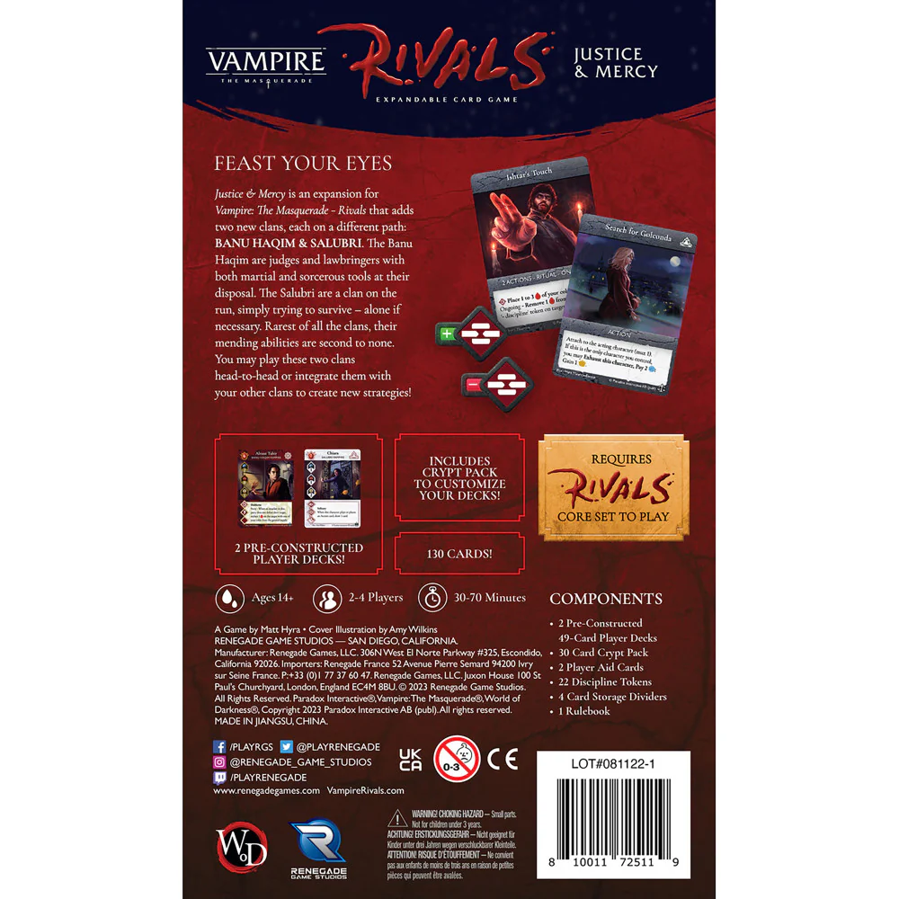 Vampire: The Masquerade Rivals Expandable Card Game - Justice & Mercy Expansion - Image 2