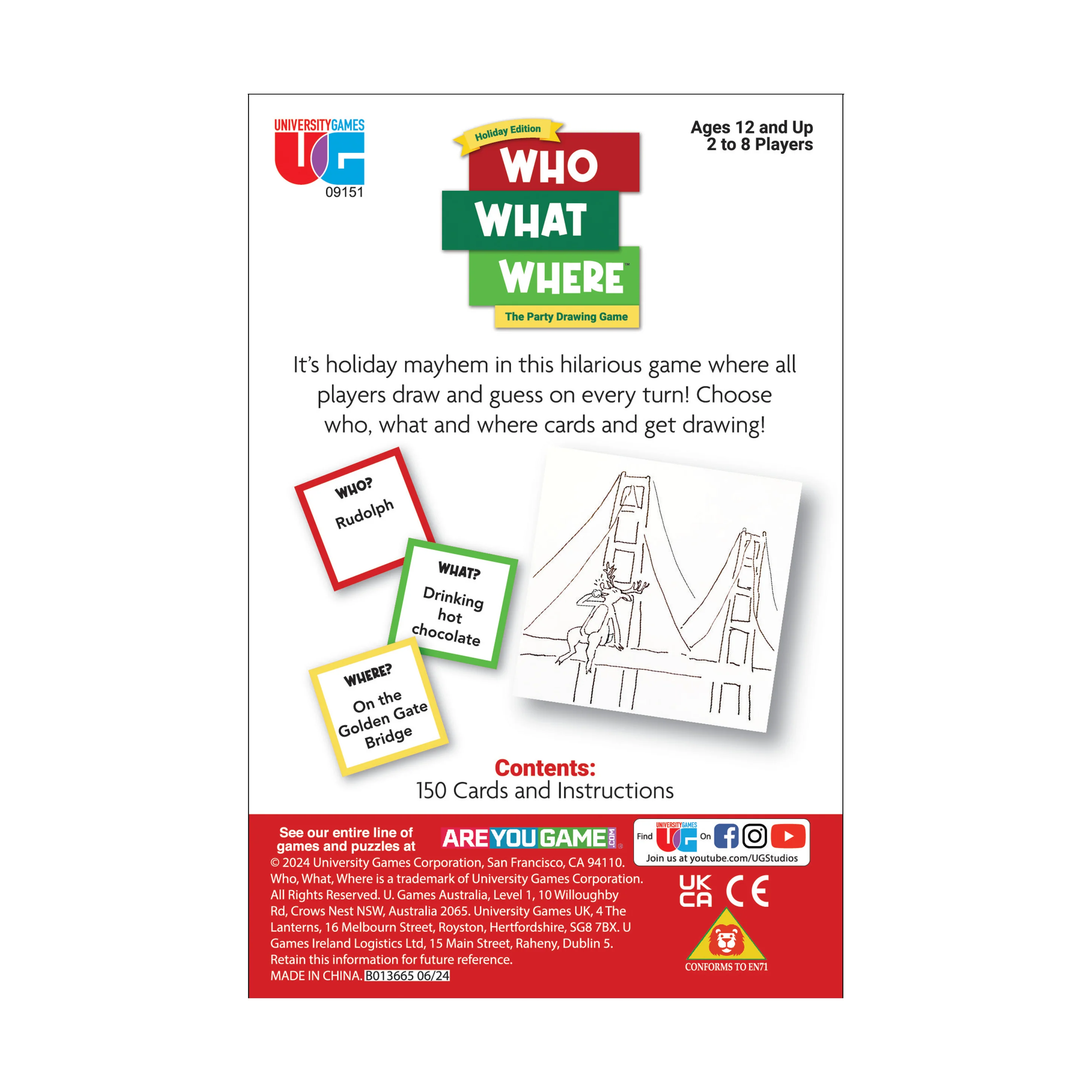Who What Where Holiday Edition Party Drawing Game - Image 3