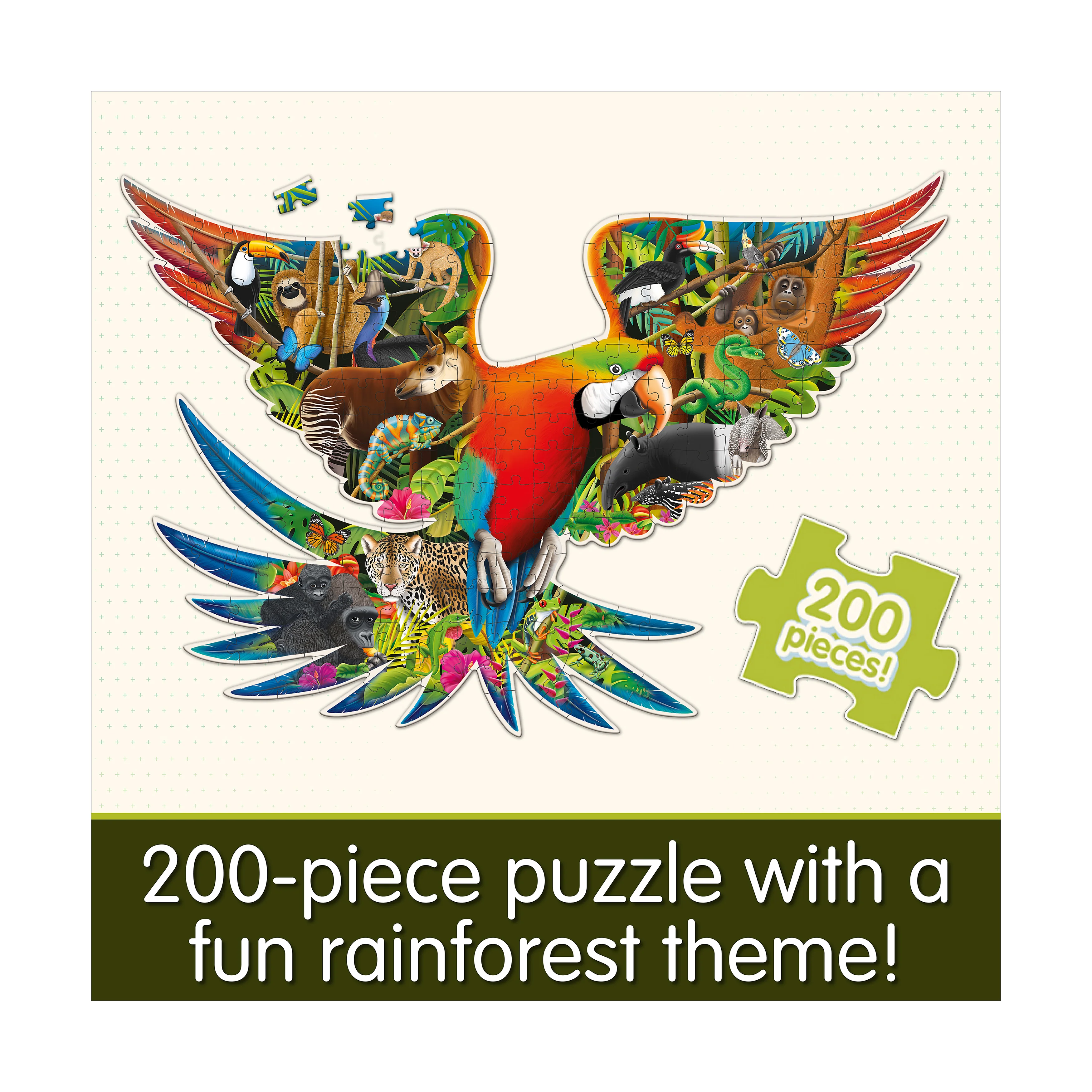 Wildlife World Rainforest Parrot Shaped Jigsaw Puzzle - 200 pcs - Image 4