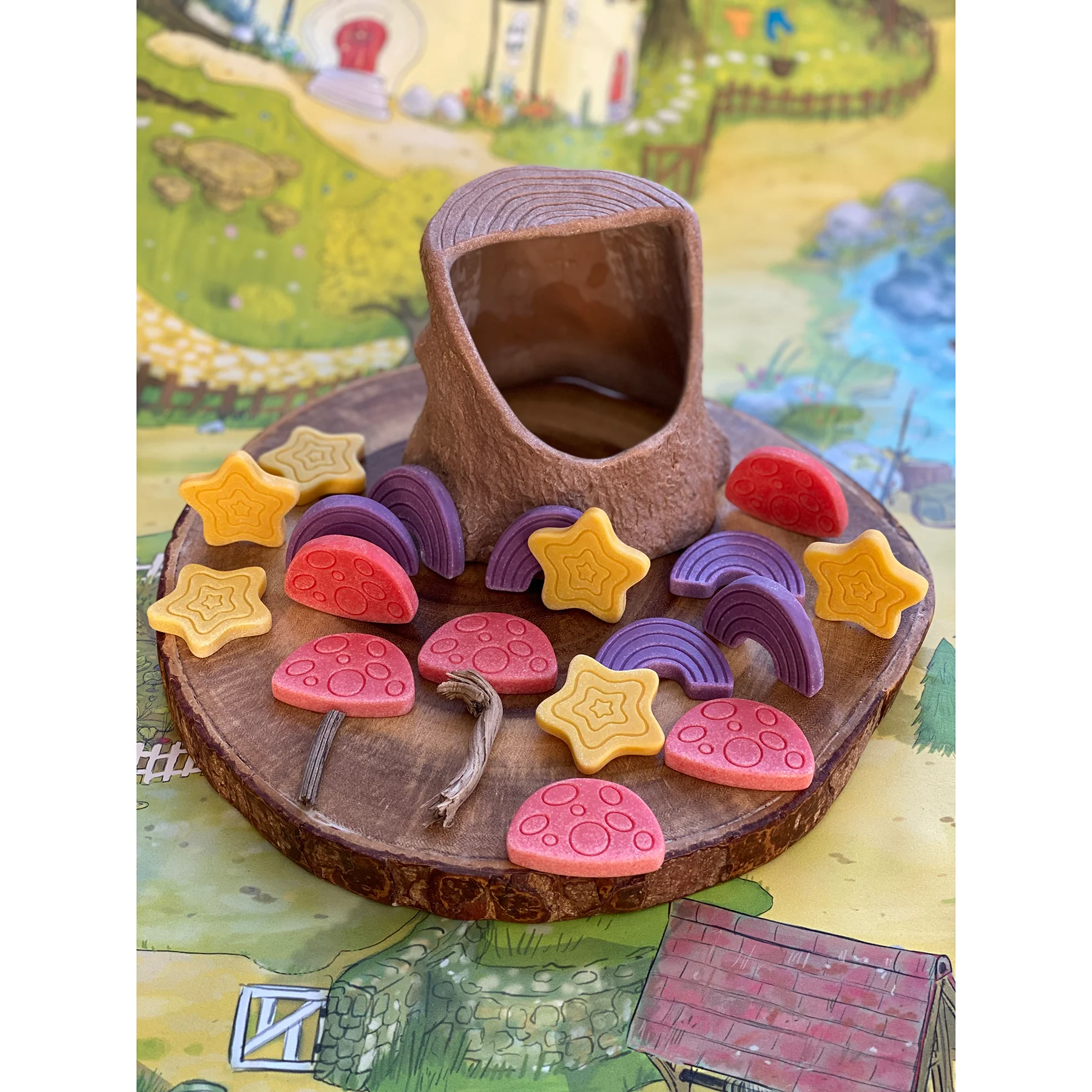 Yellow Door Fairy Tale Engraved Scenery Stones Play Set - 18 Pieces - Image 4